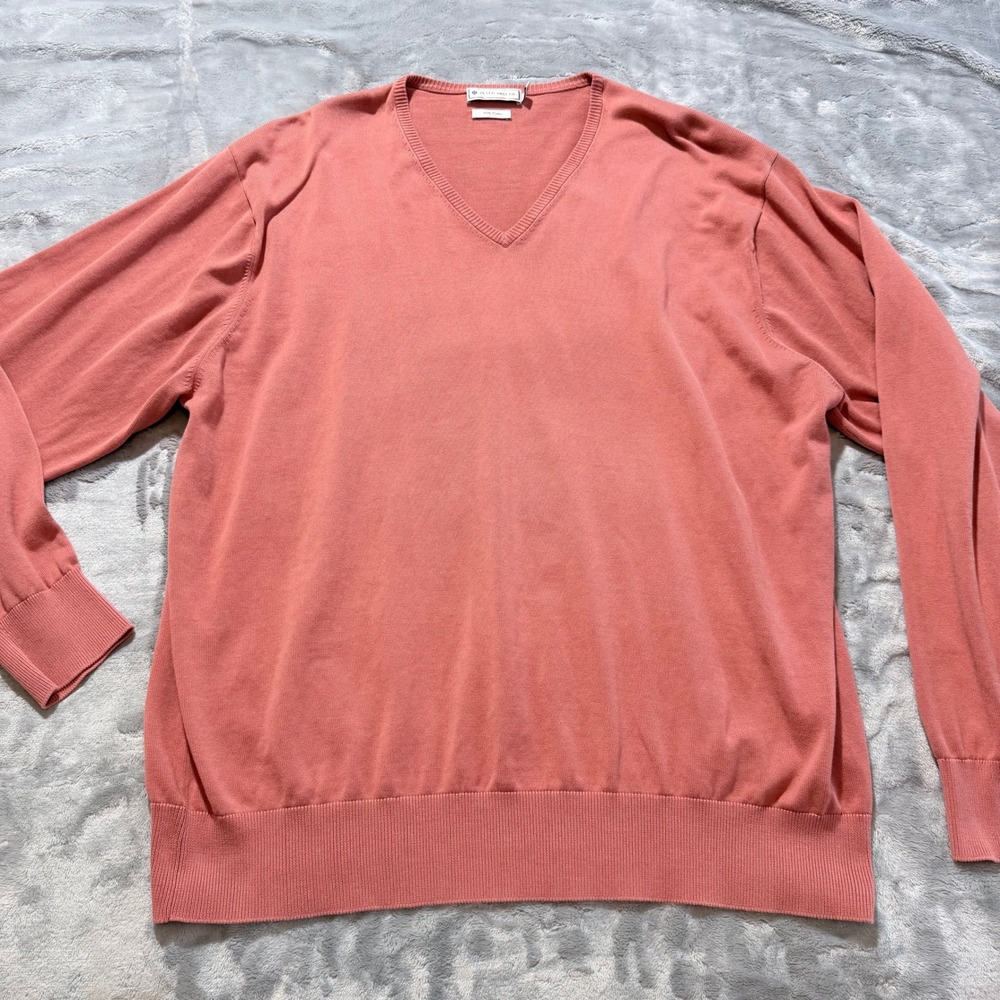 Peter Millar Mens Coral V Neck Sweater XL 100% Cotton Long Sleeve Casual Comfort